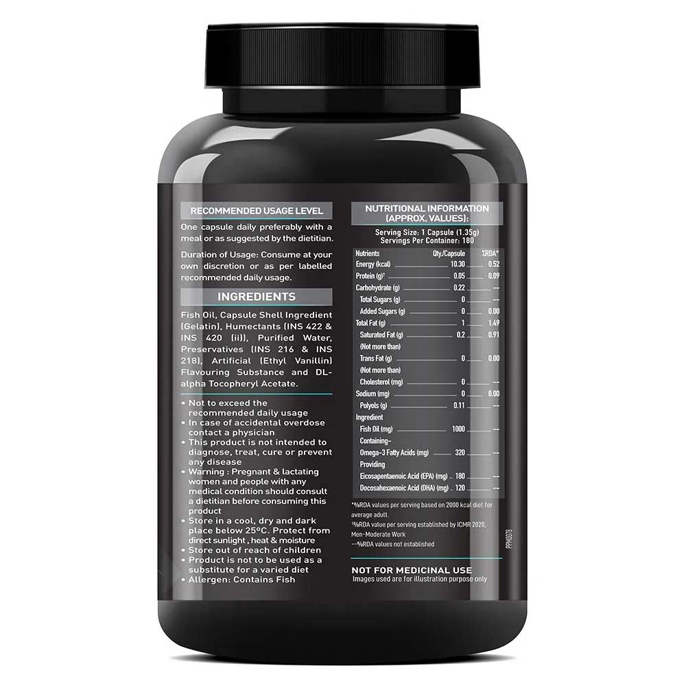 MuscleBlaze Omega 3 Fish Oil (1000 mg) with 180mg EPA and 120mg DHA