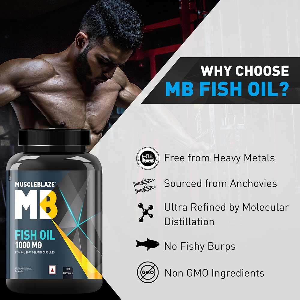 MuscleBlaze Omega 3 Fish Oil (1000 mg) with 180mg EPA and 120mg DHA