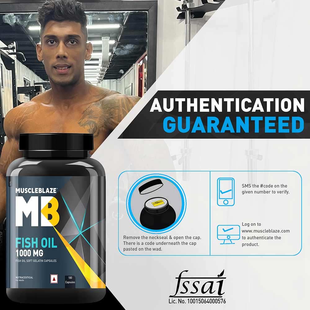 MuscleBlaze Omega 3 Fish Oil (1000 mg) with 180mg EPA and 120mg DHA