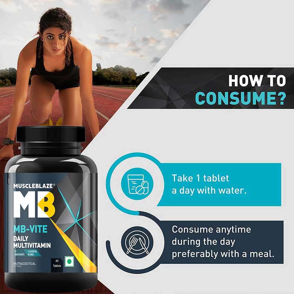 MuscleBlaze MB-VITE Daily Multivitamin, for Enhanced Energy, Stamina & Gut Health
