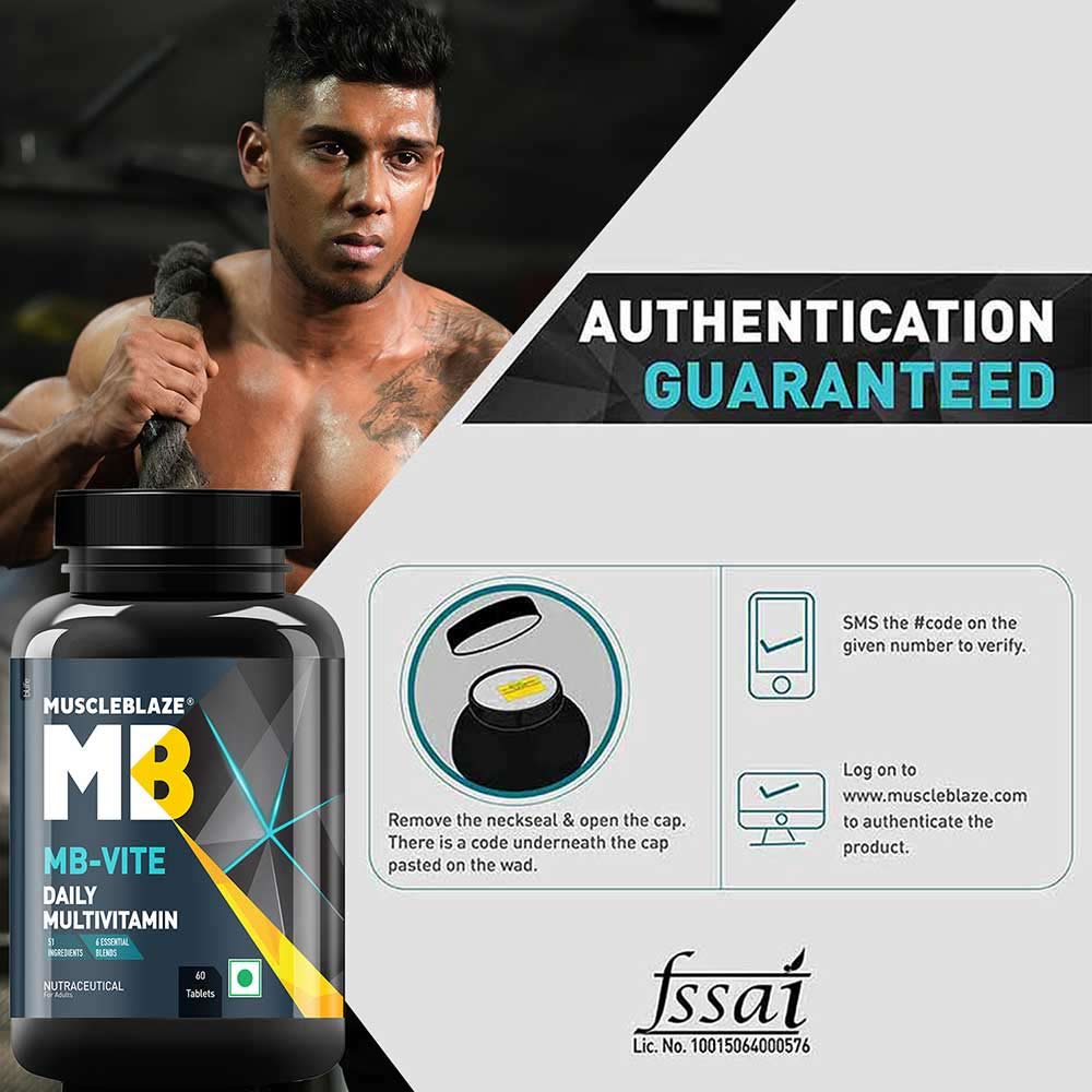 MuscleBlaze MB-VITE Daily Multivitamin, for Enhanced Energy, Stamina & Gut Health