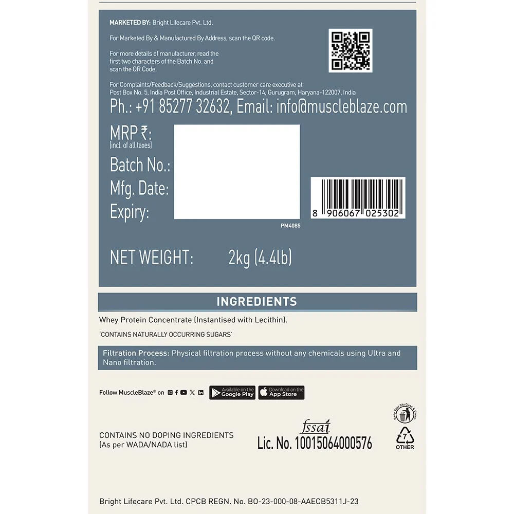 MuscleBlaze 100% Clean Raw Whey Protein Concentrate