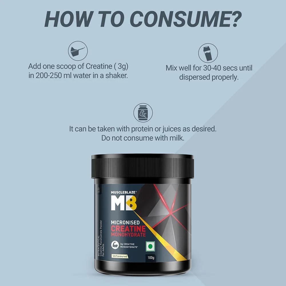 MuscleBlaze Micronised Creatine Monohydrate, Unflavoured