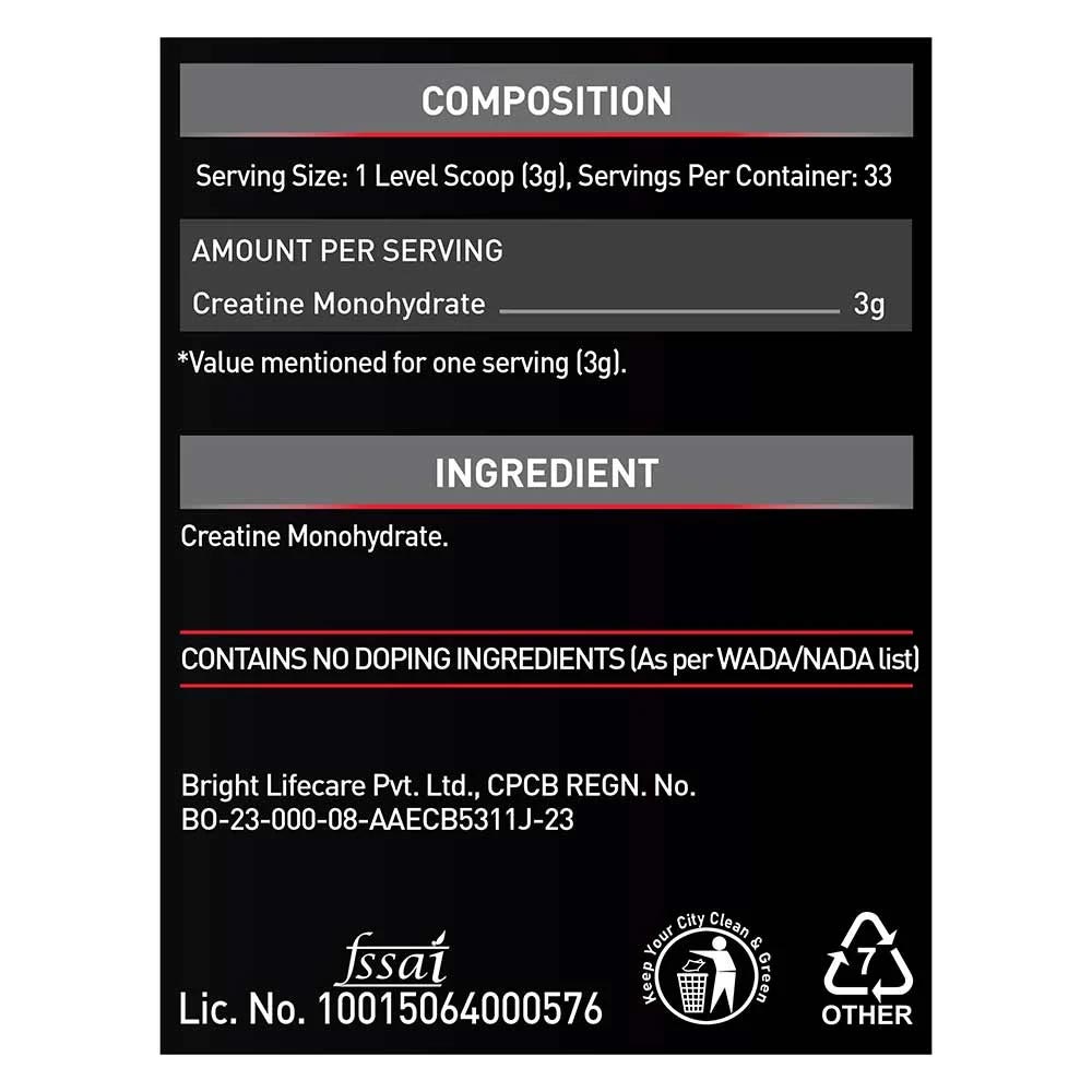 MuscleBlaze Micronised Creatine Monohydrate, Unflavoured