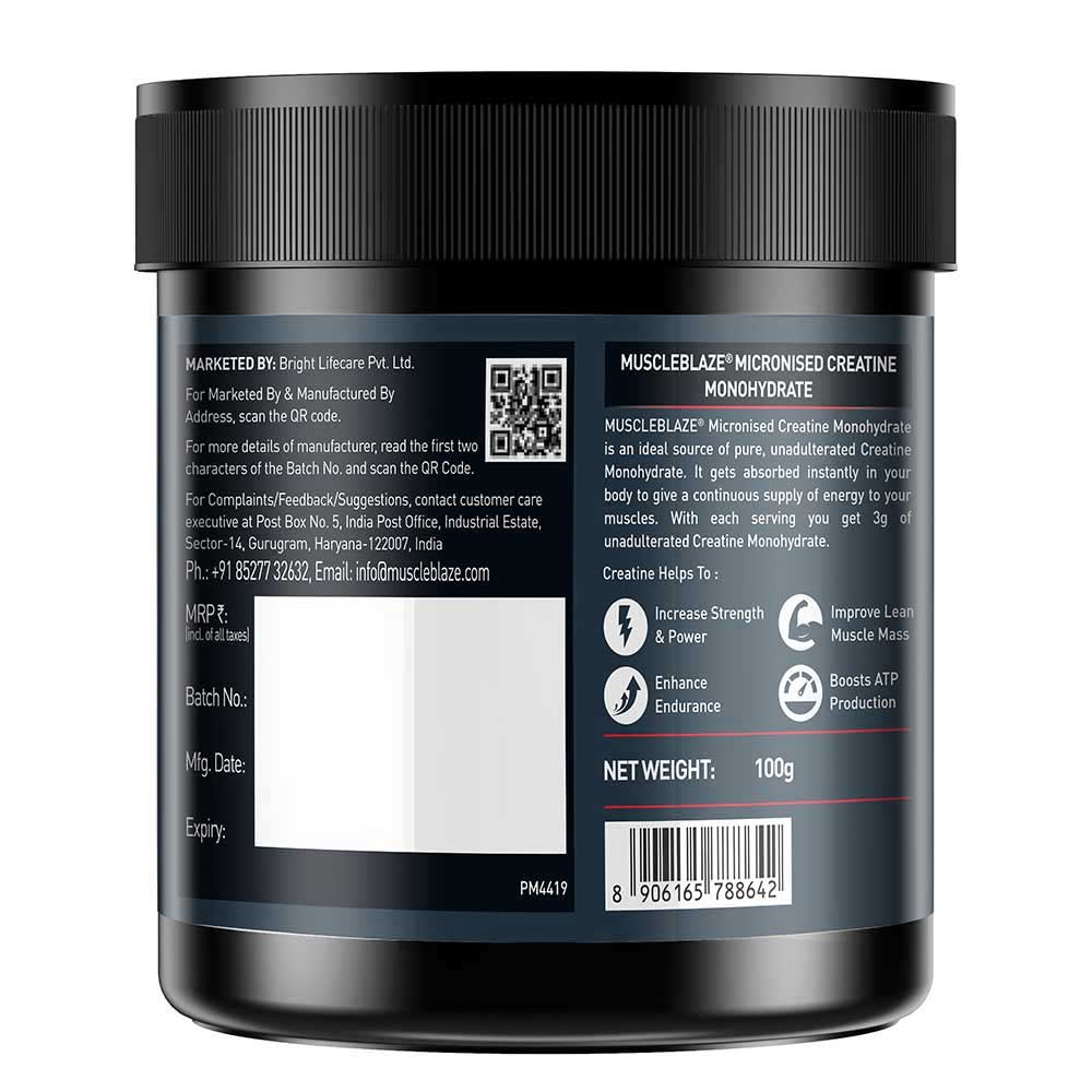 MuscleBlaze Micronised Creatine Monohydrate, Unflavoured
