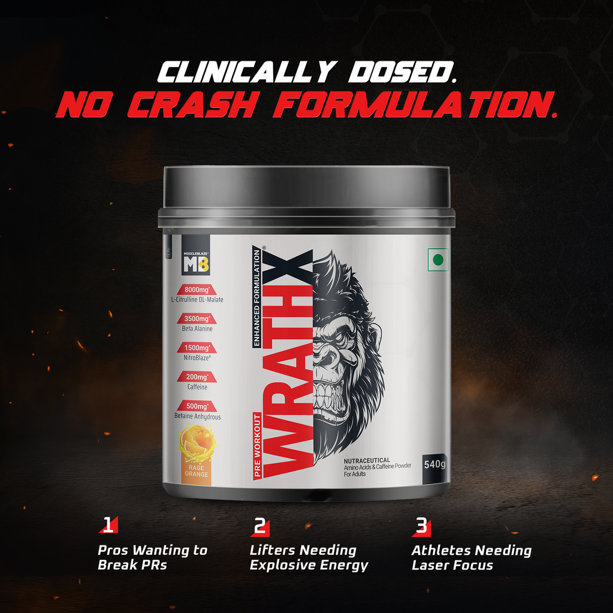 MuscleBlaze Pre Workout WrathX 510g