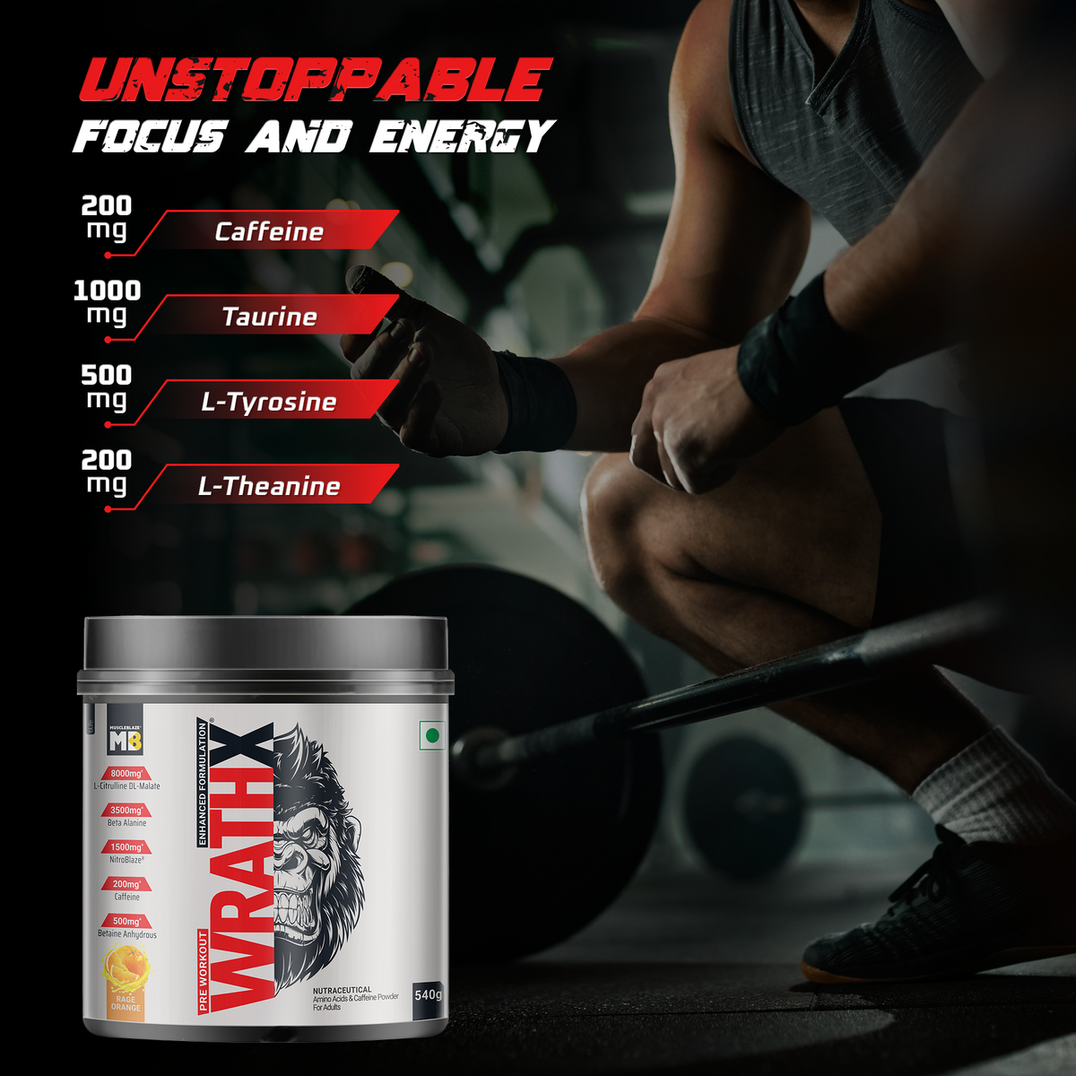 MuscleBlaze Pre Workout WrathX 510g