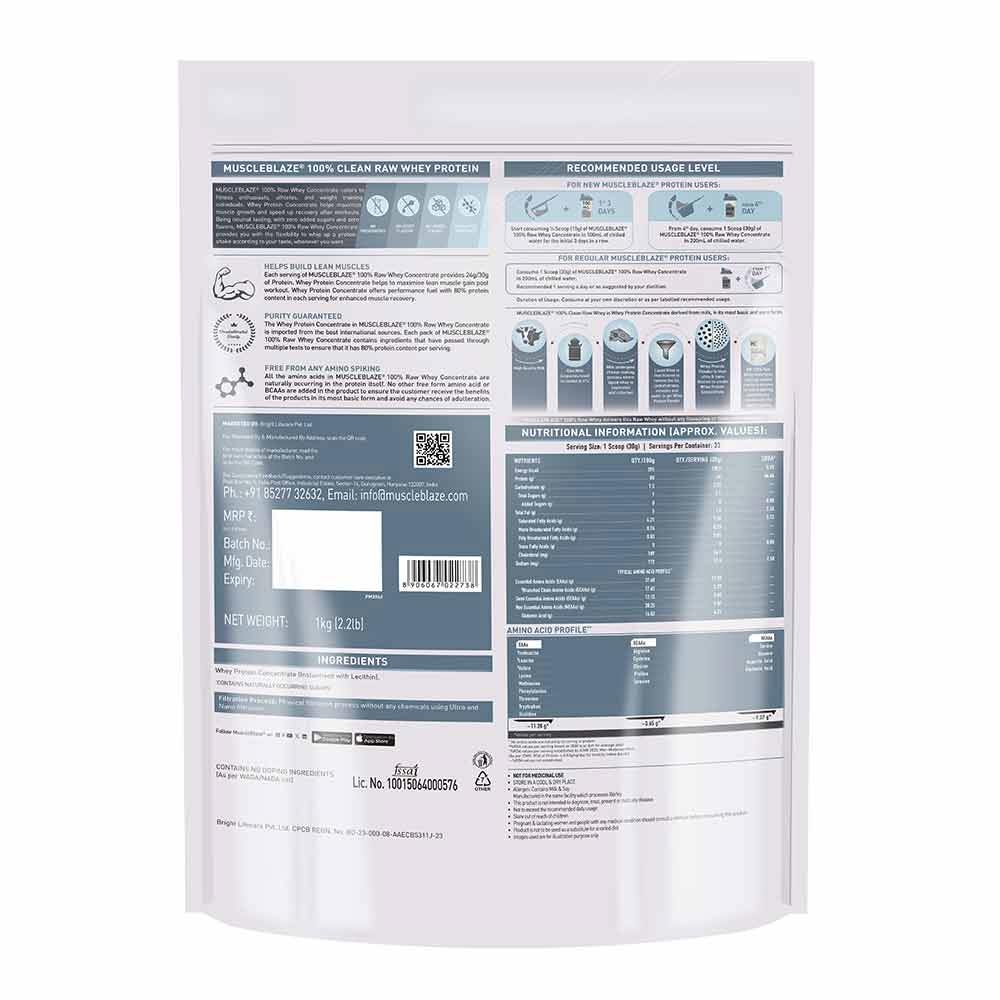 MuscleBlaze 100% Clean Raw Whey Protein Concentrate