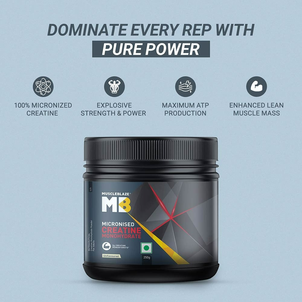 MuscleBlaze Micronised Creatine Monohydrate, Unflavoured