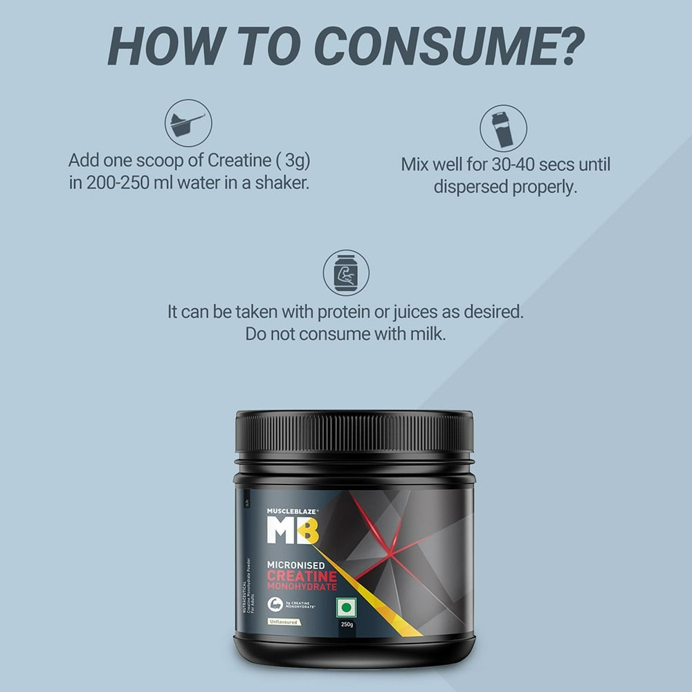 MuscleBlaze Micronised Creatine Monohydrate, Unflavoured