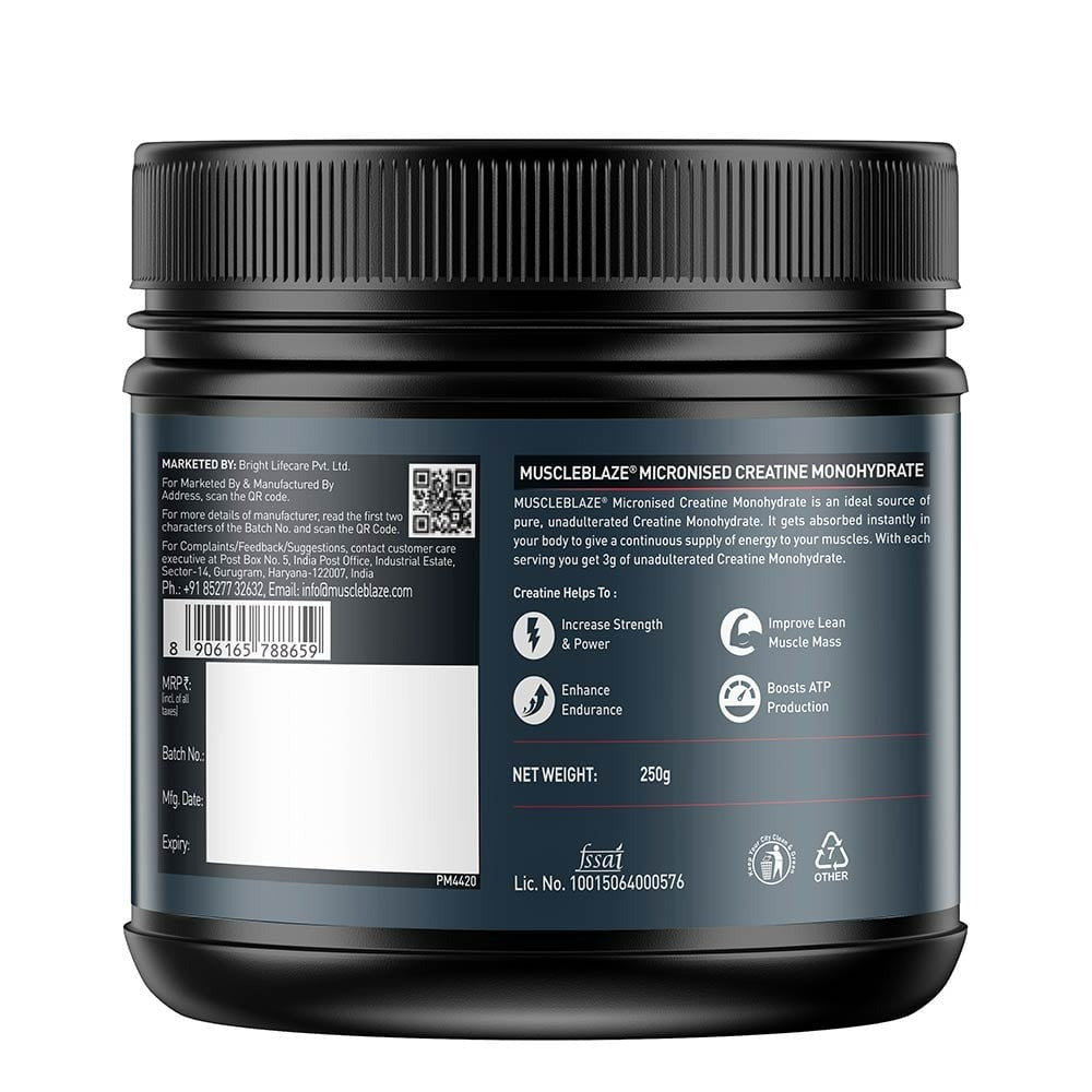 MuscleBlaze Micronised Creatine Monohydrate, Unflavoured
