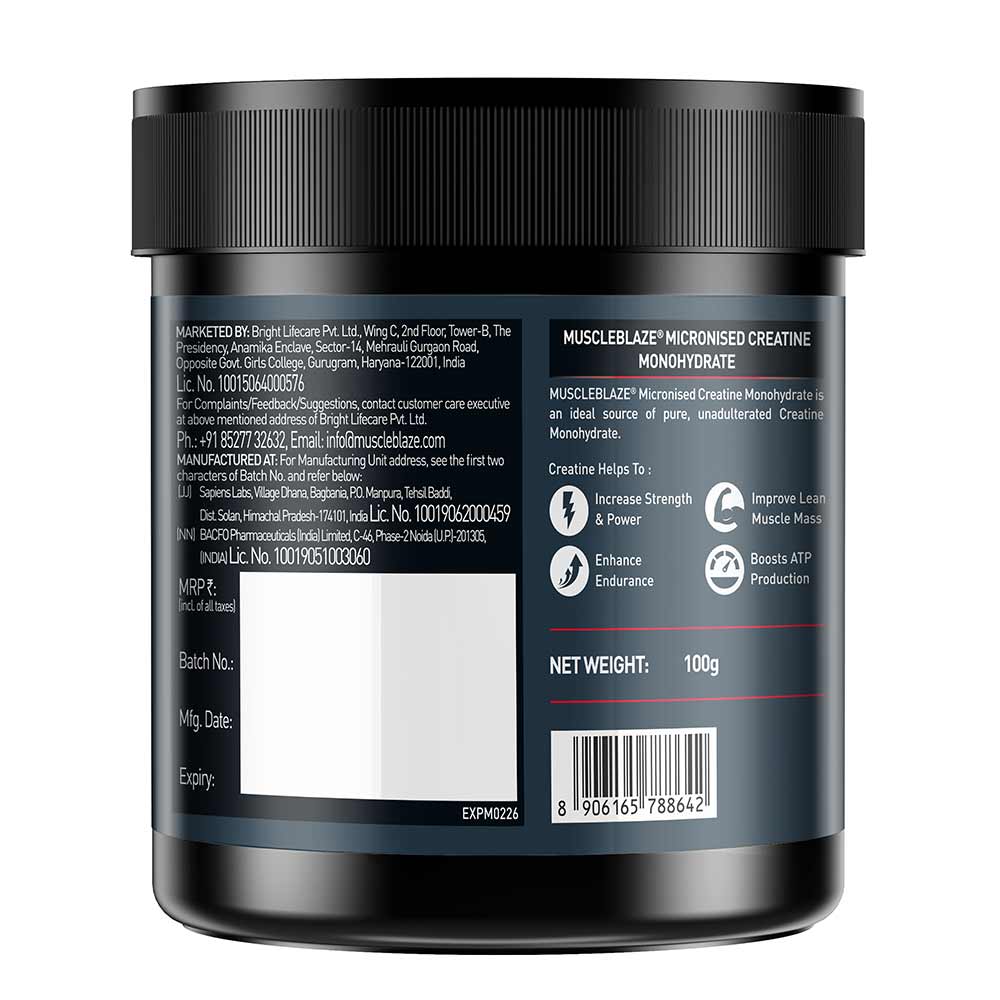MuscleBlaze Micronised Creatine Monohydrate, Unflavoured